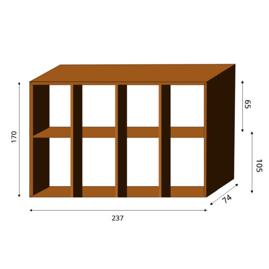 GrillSymbol Cortenstål vedförvaring WALL-XL 237*74*170 cm