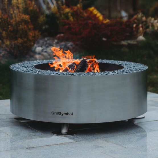 GrillSymbol rostfritt stål eldstad utomhus Luna Silver ø 119 cm