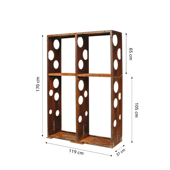 GrillSymbol Cortenstål vedförvaring WALL-2 119*37*170 cm