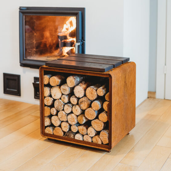 GrillSymbol Cortenstål vedstativ Enzo Rack-S