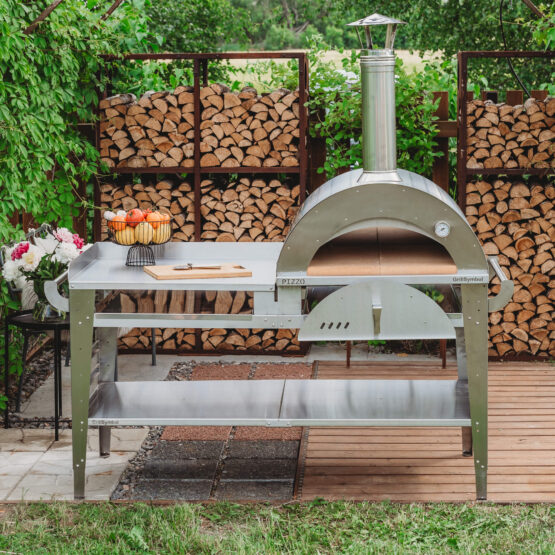 GrillSymbol pizzaugn med stor bord Pizzo-XL-set-inox