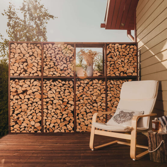 GrillSymbol Cortenstål vedförvaring WALL-L 237*37*170 cm GrillSymbol Cortenstål vedförvaring WALL-L 237*37*170 cm