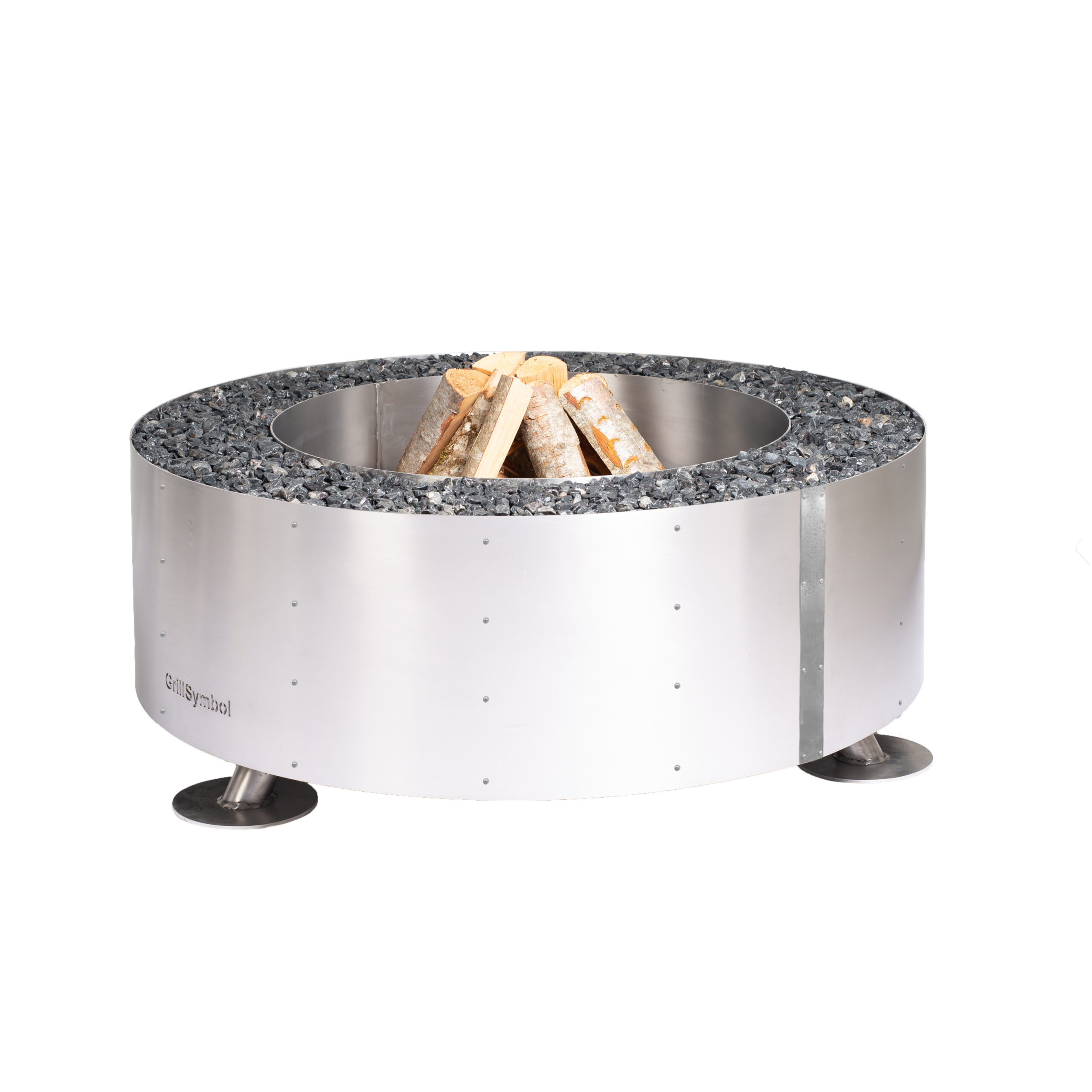 GrillSymbol rostfritt stål eldstad utomhus Luna Silver ø 119 cm GrillSymbol rostfritt stål eldstad utomhus Luna Silver ø 119 cm